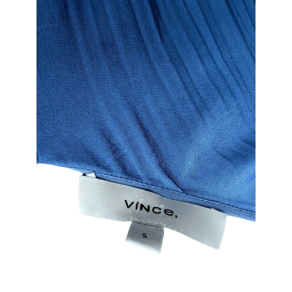 Vince Hydrangea Blue Pleated Midi Dress Sleeveless V-Neck Size Small - Picture 11 of 13